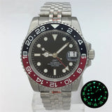 NH34 GMT Luminous Bezel Sapphire Glass Stainless Steel Bracelet Mechanical Watch