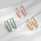 14 Karat Rolled Gold Oval Multicolor AAA Zircon Crystals Long Drop Luxury Earrings