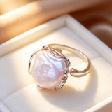 Selection Jewellery Pieces of Real Big Baroque Pearl Silver Gold Colour Rings