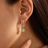 14 Karat Rolled Gold Water Drop Emerald Green AAA Zircon Crystals Dangle Earrings