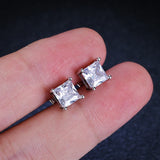 Princess Cut Moissanite Diamonds Stud Earrings with GRA Certificate, Silver Jewellery