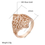 Amazing Unique Rhombus Pattern Retro Hollow Rolled 14K Rose Gold Flower Ring For Women - Fine Jewellery