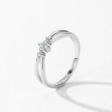 Pleasing Geometric Crossed Line AAAA Lab Created Diamonds 925 Silver Ring