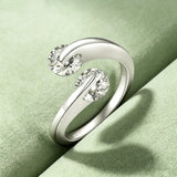 Two-stone Sweet Intertwined 925 Silver 6.5mm Moissanite Open Engagement Ring