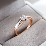 14K Gold Filled 2 tone Mix AAA Zircon Diamond Setting Solitaire Design Luxury Ring