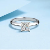 Princess Cut 1ct 2ct Moissanite Diamonds Solitaire Rings For Women Sterling Silver Pass Diamond Test Wedding Rings