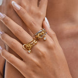 Fashion Stainless Steel 18K Gold Colour Plated Plain Zirconia Multi Ring
