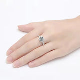 Superb D Colour 1CT 2CT Real 925 Sterling SilverMoissanite Diamond Square Rings For Women - Wedding Fine Jewellery