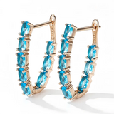 14 Karat Rolled Gold Blue AAA Zircon Crsytals Dangle Fashion Jewellery Earrings For Women