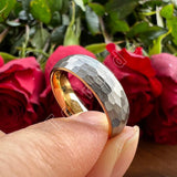 New Domed Brushed Two Colors 4/6/8mm Cool Hammer Tungsten Mens Womens Wedding Rings - Unique Jewellery For Couples - The Jewellery Supermarket