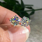 Splendid 18KGoldPlated D Colour Moissanite Diamonds 4 Claw Earrings - Classic Sterling Silver Fine Jewellery for Women