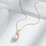 Classic Elegant Rolled Rose Gold of 14-Karat Purity Pearl Pendant And Necklace For Women - Fine Jewellery