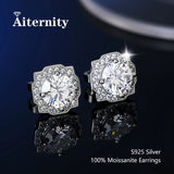 S925 Silver Platinum And Gold Plating Moissanite Stud Earrings Women Fine Jewellery