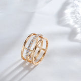 Amazing 14K Rolled Gold Geometry AAA Zircon Diamonds Glossy Ring Trendy Jewellery