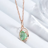 Luxury Geometric Light Green Rolled 14K Rose Gold AAA Zircon Crystals Necklace For Women - Trendy Jewellery