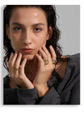 18K Gold Plated New Stainless Steel Layered Geometric Cast Statement Attractive Ring