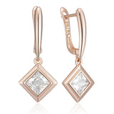 14 Karat Gold Square AAA Zircon Diamonds High Quality Dangle Earrings
