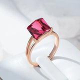 14 Karat Gold Filled Red Cube AAA Zircon Crystal Luxury Fashion Rings For Women