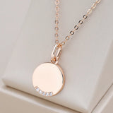 Excellent 14K Filled Rose Gold Round Coin Pendant AAA Zircon Diamonds Necklaces for Women - Glossy Fine Jewellery