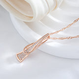 14K Gold Filled Geometric Full Paved AAA Zircon Diamonds Curve Triangle Pendant Necklace