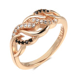 Popular Personality Filled 14K Rose Gold Black White AAA Zircon Diamonds Hollow Rings for Women Fashion Jewellery