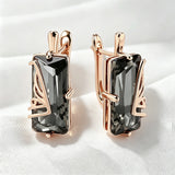 14 Karat Gold Filled Square Grey AAA Zircon Crystal Long Drop Luxury Earrings For Women