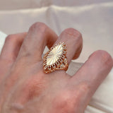 14K Rolled Gold Personality Embossed Hollow Textured New Gothic Unusual Rings for Women