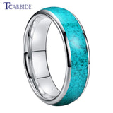Turquoise Domed Polished Finish 4/6/8MM Tungsten Engagement Wedding Rings