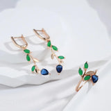 Vintage Leaf  Simple Rolled 14K Rose Gold With AAA Zircon Crystals Rings for Women - High Quality Fine Jewellery