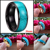 Turquoise Domed Polished Finish 4/6/8MM Tungsten Engagement Wedding Rings