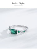Elegant AAAA Lab Created Diamonds Silver Vintage AAA Green Square Zircon Rings