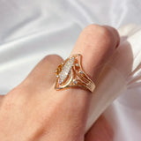 Unique Splendid 14K Rolled Rose Gold Curve Micro Wax Inlay AAA Zircon Diamonds Ring - Fine Fashion Jewellery