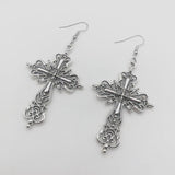 Gothic Design Dark Style Cross Pendant Earrings - Rock Punk Goth Fashion Christian Earrings For Women - The Jewellery Supermarket