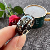 New Arrival Gear Design Cool Tungsten Domed Finish With Wood Inlay Men Women Wedding Ring - The Jewellery Supermarket