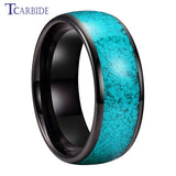 Turquoise Domed Polished Finish 4/6/8MM Tungsten Engagement Wedding Rings