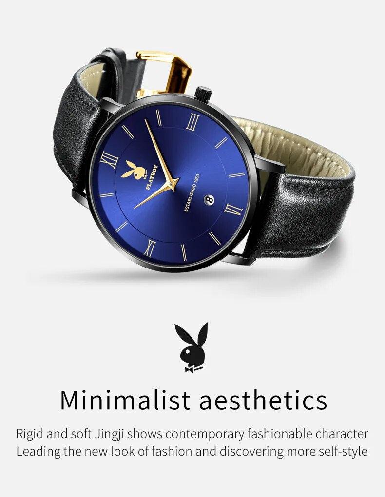 Luxury Top Brand Quartz Minimalist Fashion Waterproof Date Business Leather Strap Watches for Men - The Jewellery Supermarket