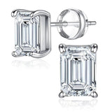 Emerald Cut 18KWGP 1Carat D Colour Radian Moissanite Diamonds Stud Earrings - Silver Fine Jewellery for Women and Men