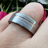 Excellent Offset Grooved Brushed 8MM Tungsten Wedding Rings for Men Women