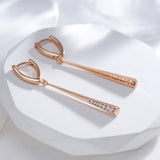 14 Karat Gold Filled AAA Zircon Diamonds Long Dangle Trendy Earrings For Women