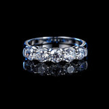Stunning Five Stone 18WGP D Colour Moissanite Diamonds Eternity Rings - Silver Engagement Wedding Rings