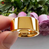 Flat Finish Design 10MM 12MM Wide Glossy Large Men's Shiny Wedding Tungsten Ring