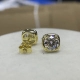 Sparkling 6.5MM 1CT Moissanite Diamonds Silver Square Shape Unisex Stud Earrings