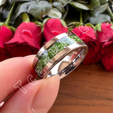Pipe Cut Polished Finish Groove Inlay Silver Colour Men Women Tungsten Wedding Rings