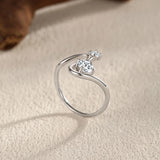 Geometric Line Design Dazzling AAAA Lab Created Diamond Sterling Silver Ring