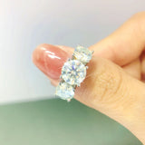 Superb 3-Stone D Colour VVS1 Round 2.0ctw Moissanite Diamonds Silver Wedding Ring