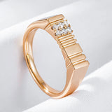 Unique Luxury Shiny 14K Rolled Rose Gold AAA Zircon Diamonds Rings For Women - Party Daily Fine Jewellery