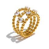 18K Gold Plated Exquisite Stainless Steel AAA Cubic Zirconia Multi Layer Stylish Ring