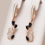 14K Gold Filled Luxury Butterfly design Black AAA Zircon Diamonds Long Drop Earrings