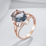 14 Karat Gold Filled AAA Zircon Grey Big Oval Crystal High Quality Fine Jewelry Rings