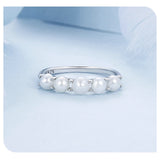 Elegant 925 Silver Pearls Double Layer White Gold P. AAA Zircon Diamond Rings